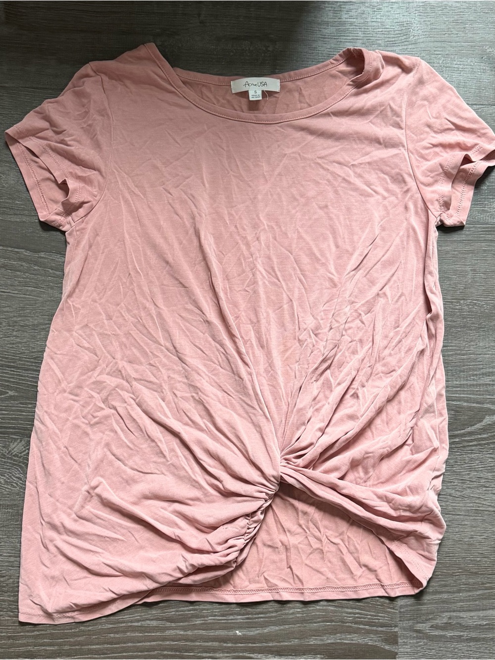 Dusty Rose Twist-Front Short Sleeve Top